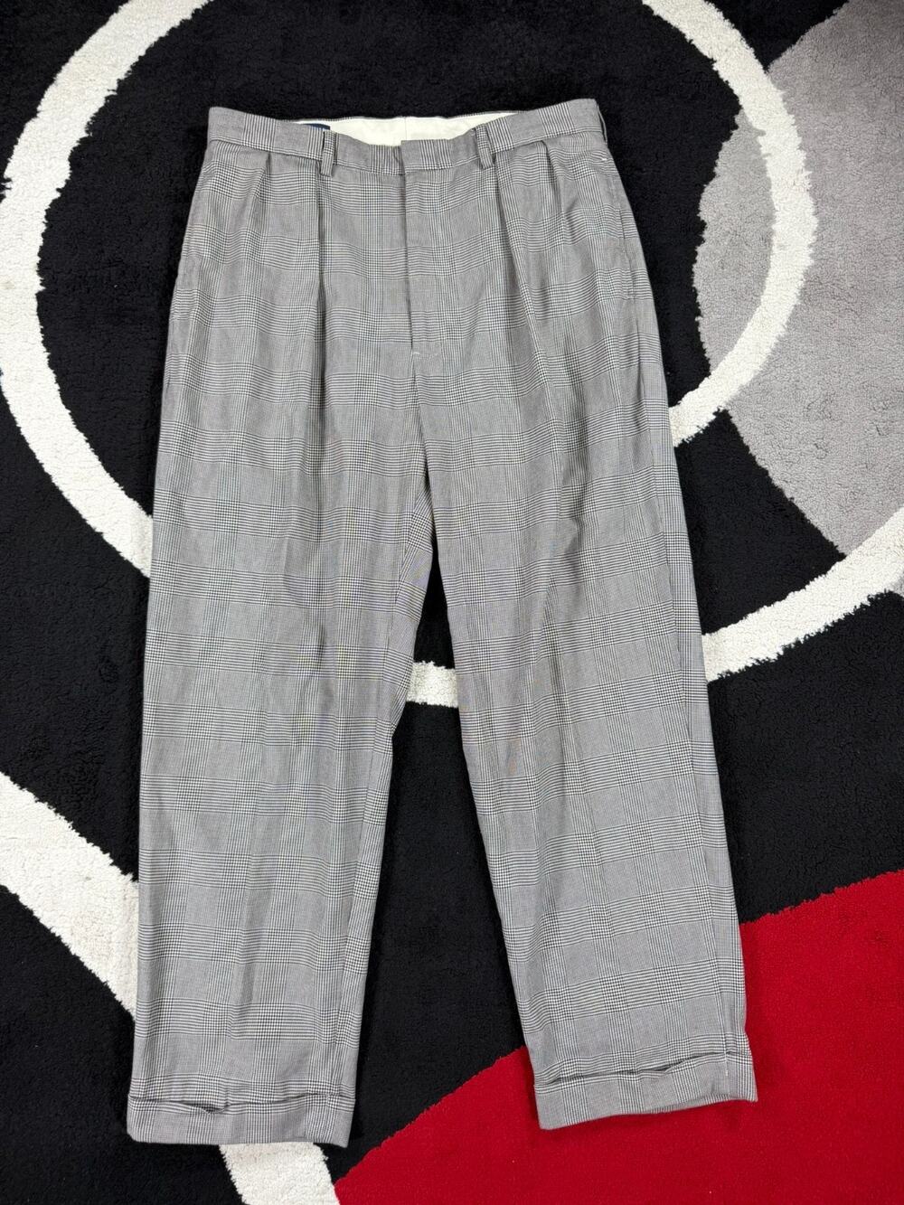 Polo Ralph Lauren Dress Pants Mens 34x30 Gray Houndstooth Trousers Preppy